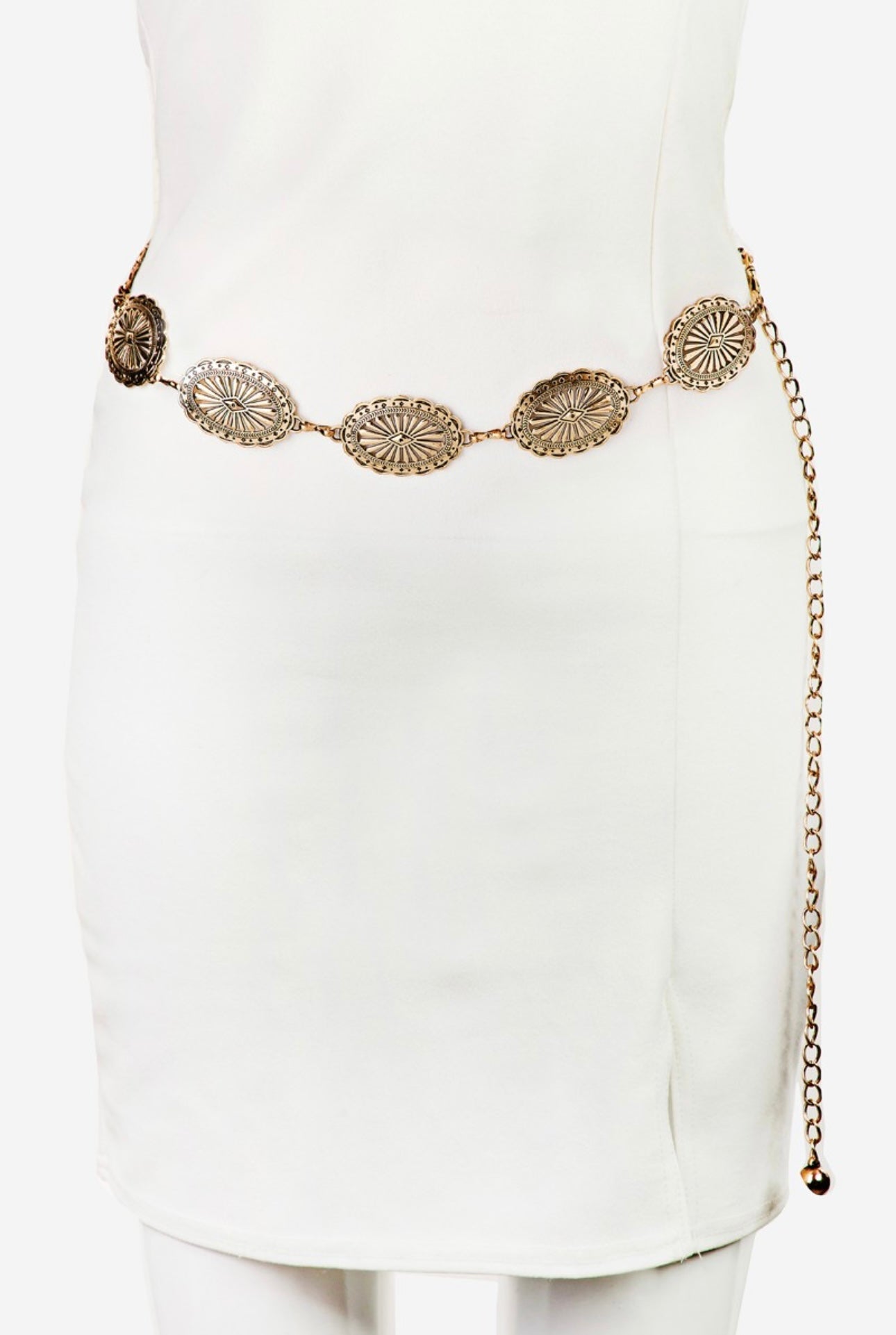 Oval Disc Chain Link Belt - Gold