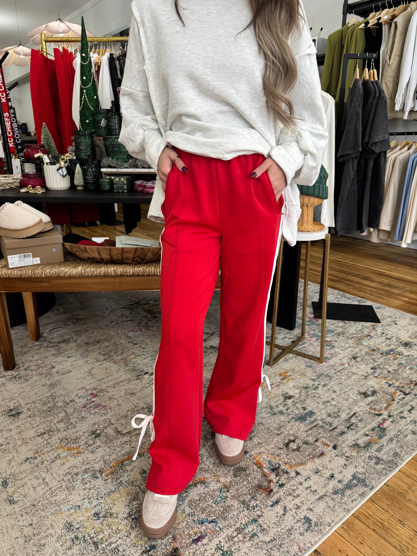 Bow Track Pants - Red