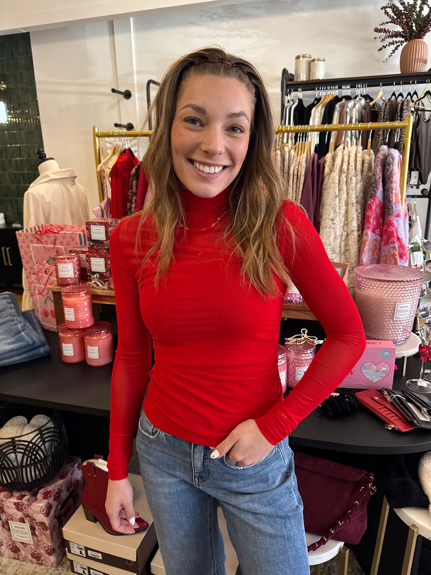 The Scarlet Mesh Top