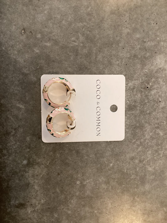 Vintage Floral Earrings- Pink