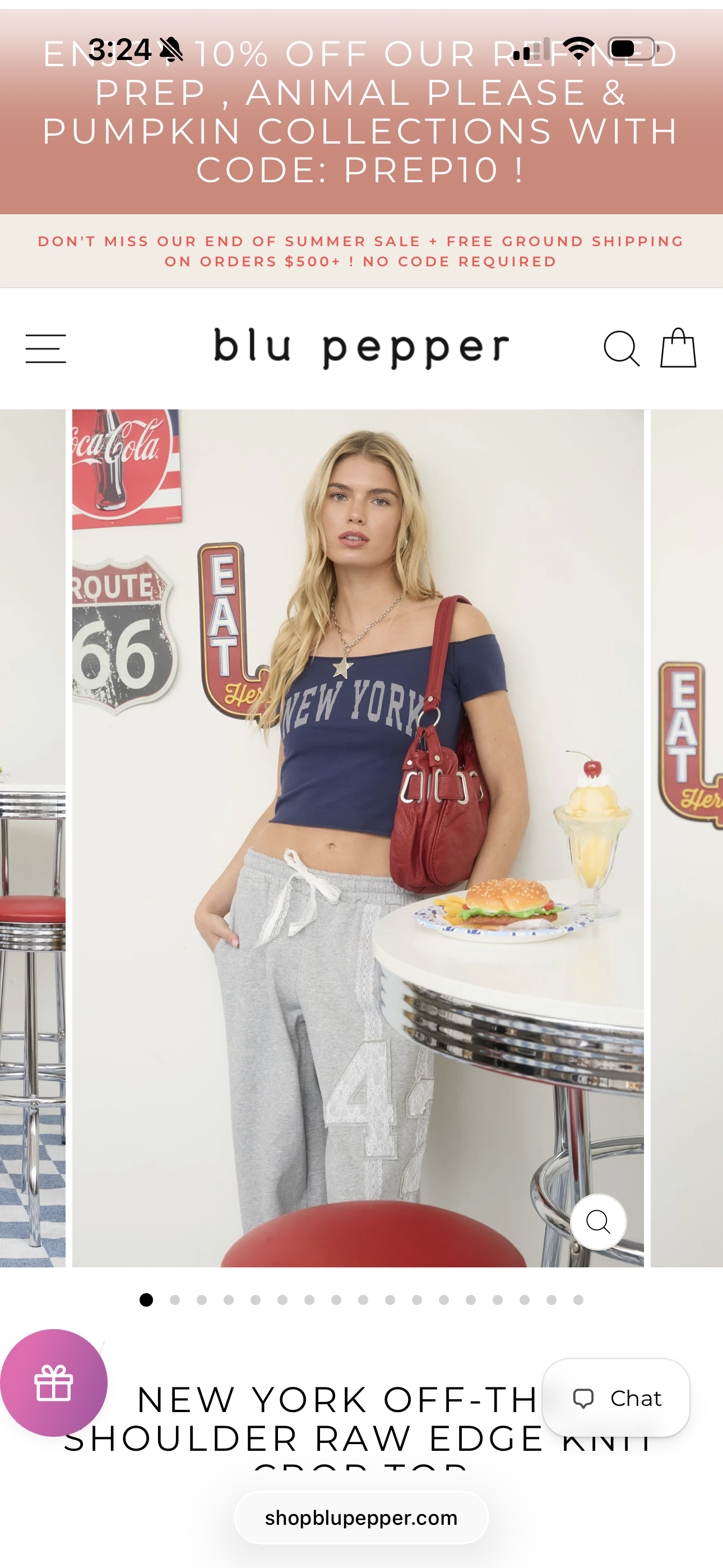 New York Off The Shoulder Top Navy