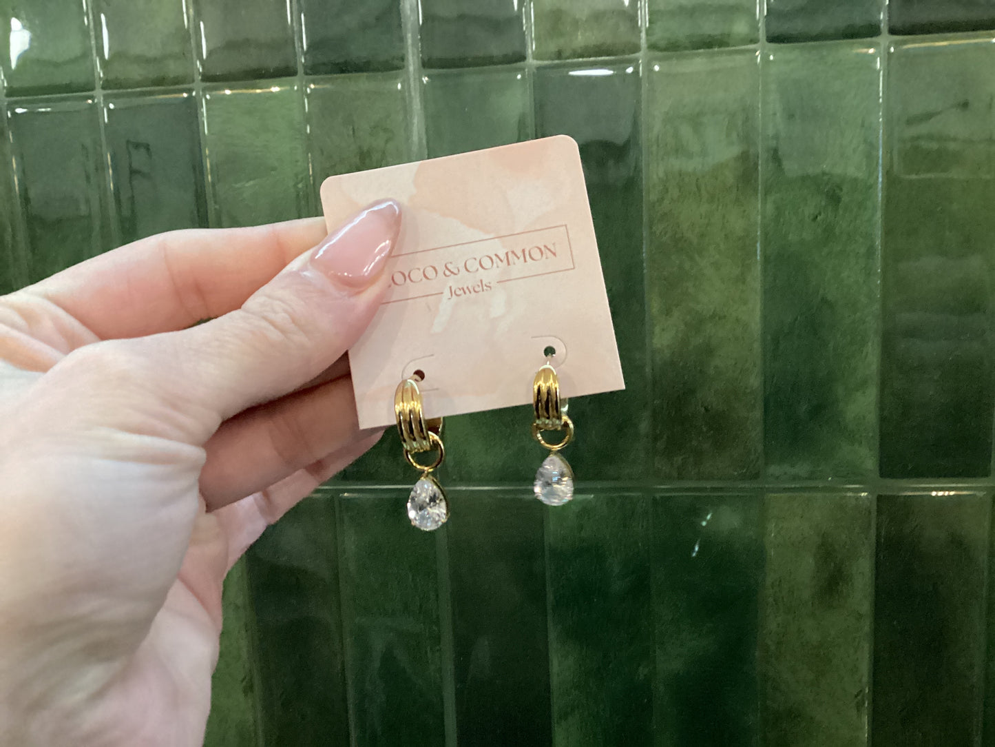 Gilded Teardrop Charm Huggies