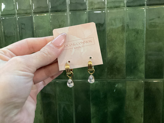 Gilded Teardrop Charm Huggies