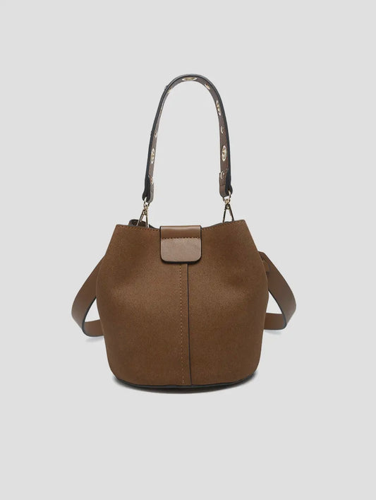 Farrah Suede Bucket Bag - Brown