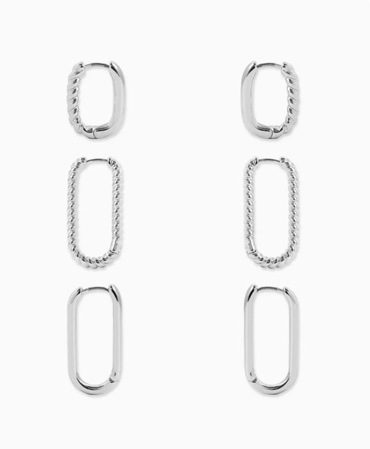 Chloe Oval Earring Set - Silver