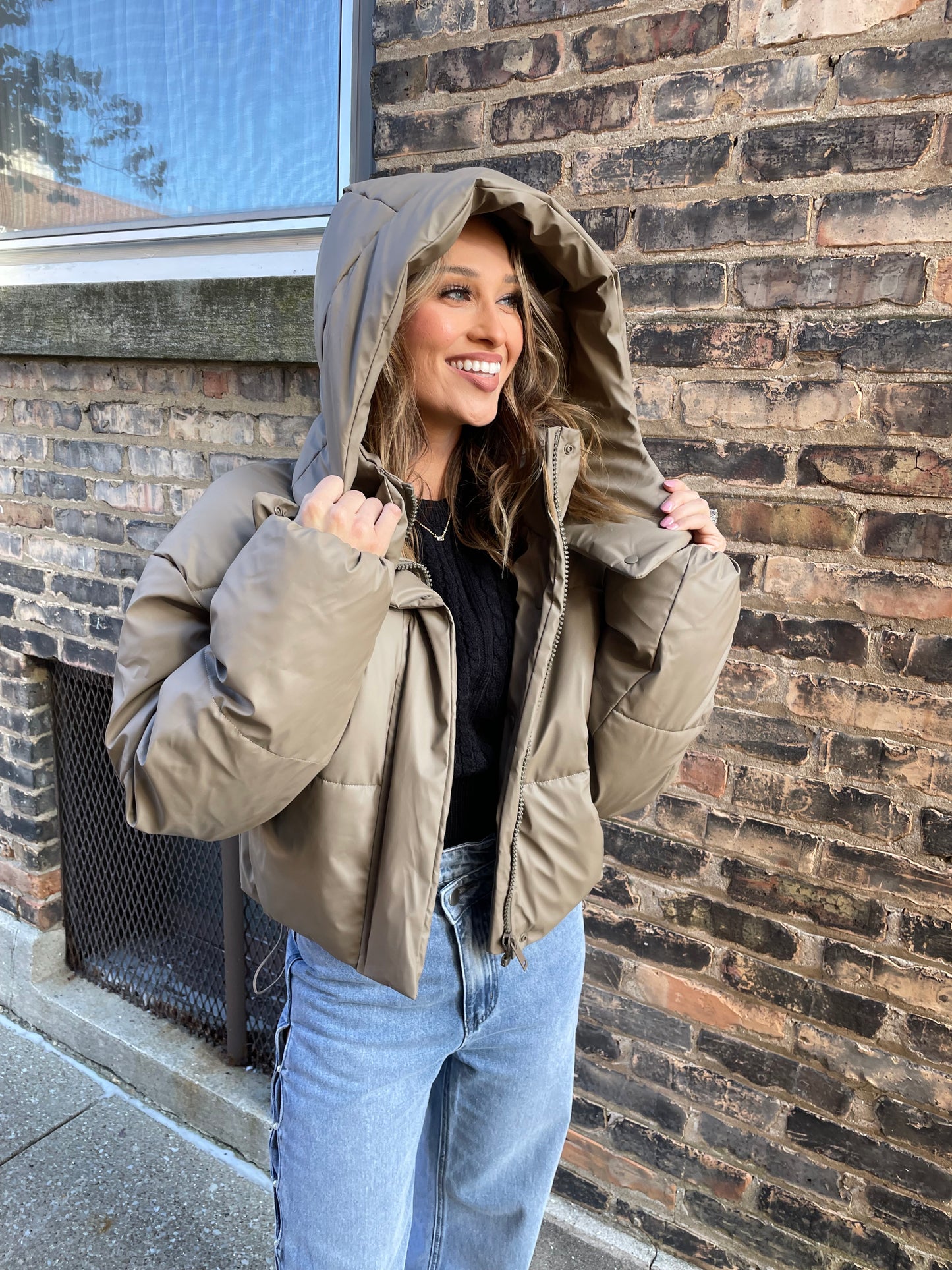 Living In This Puffer Jacket - Taupe