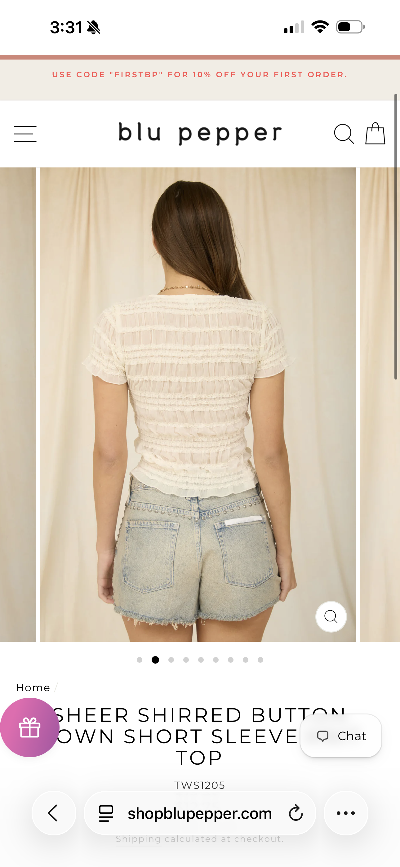 Mia Sheer Button Down