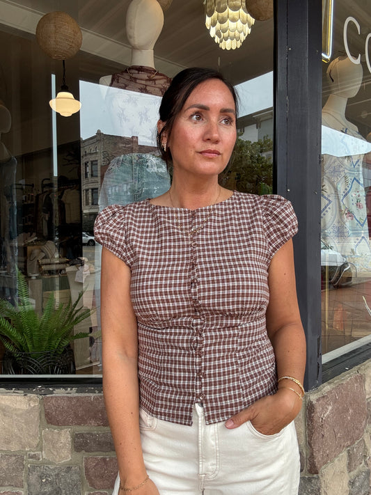Alexis Plaid Puff Sleeve Top