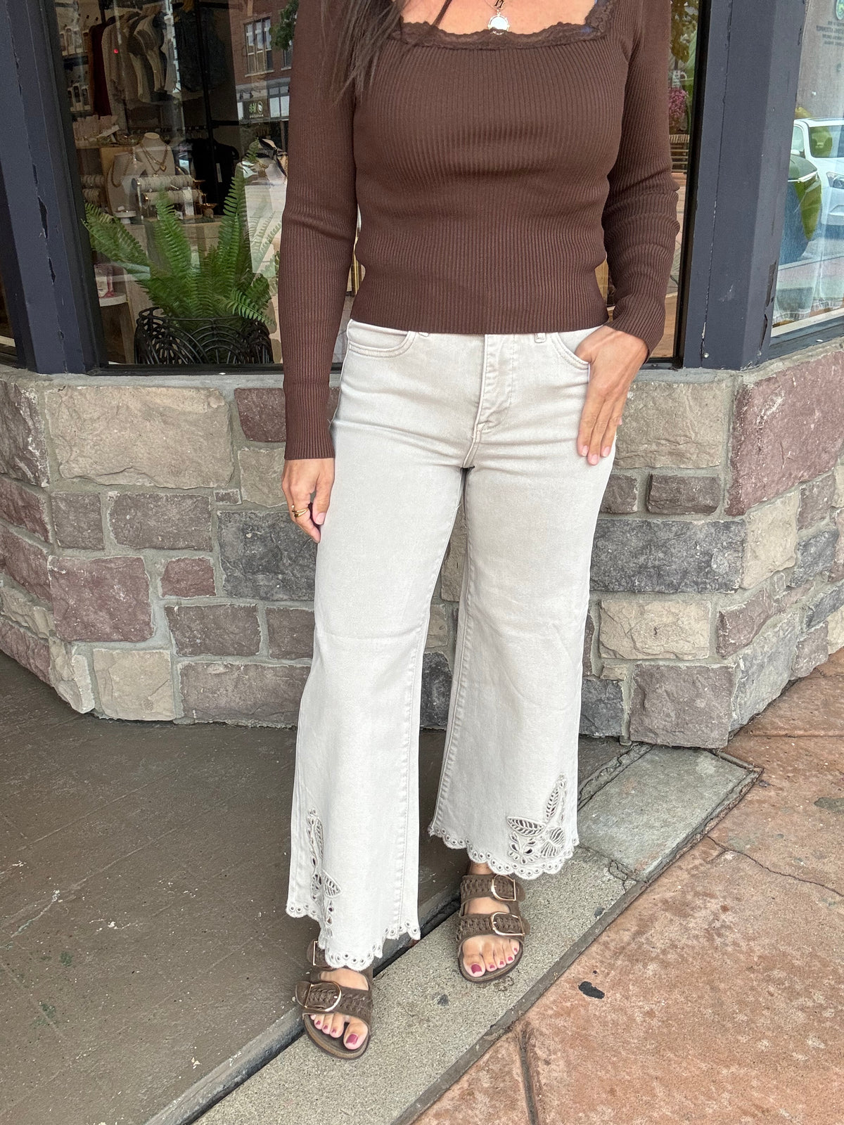 Almond Eyelet Pants