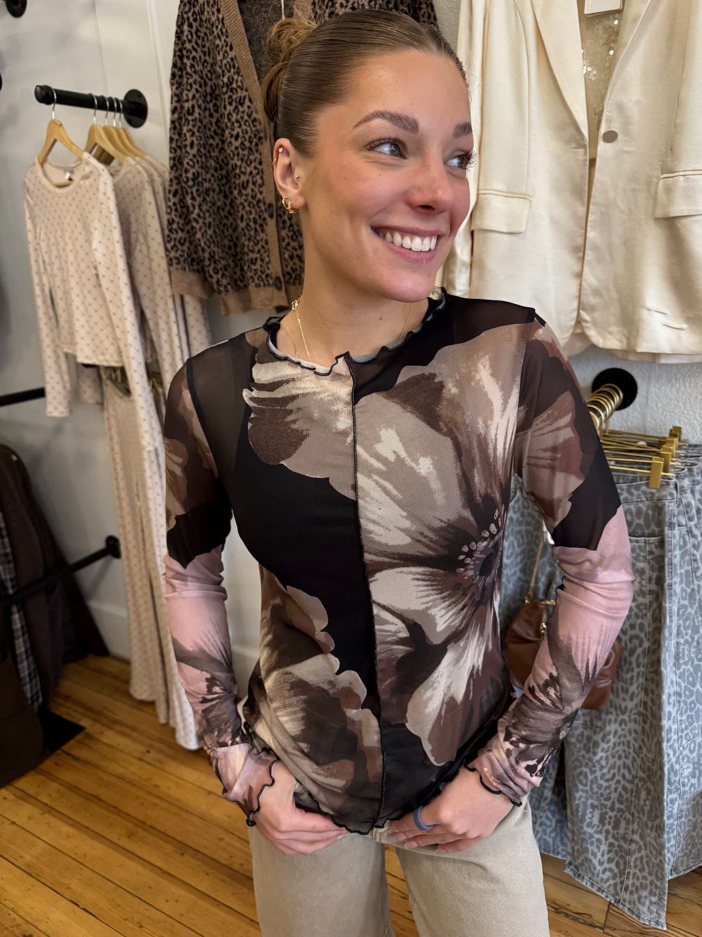 Night Bloom Mesh Top