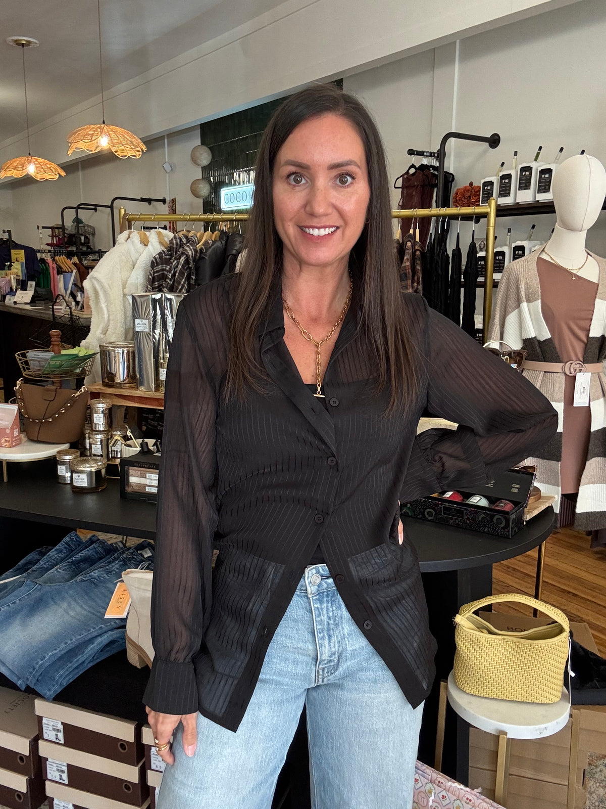 After Hours Sheer Button Down