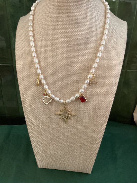 Indiana Hoosiers Inspired Pearl Necklace