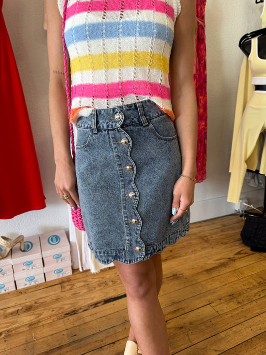 Jessie Scallop Denim Skirt