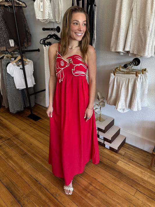 Crimson Current Maxi Dress