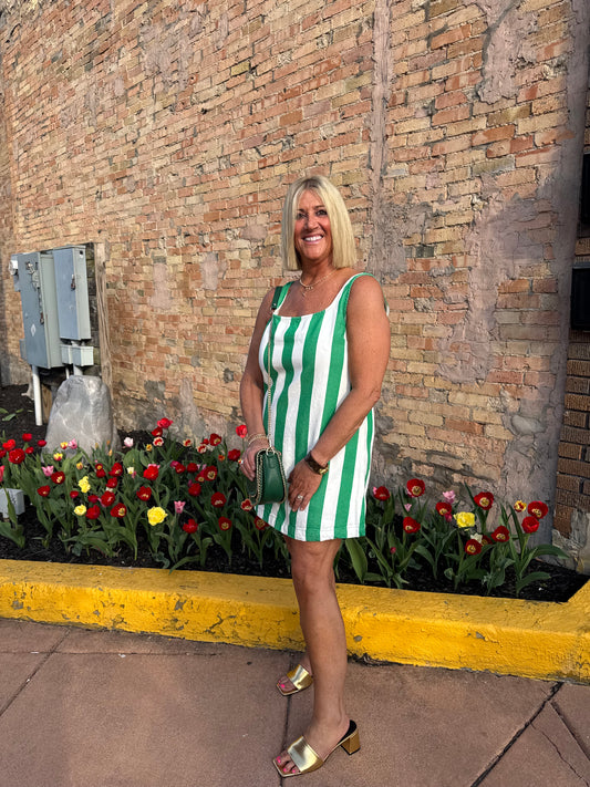 Corrine Dress - Green/White
