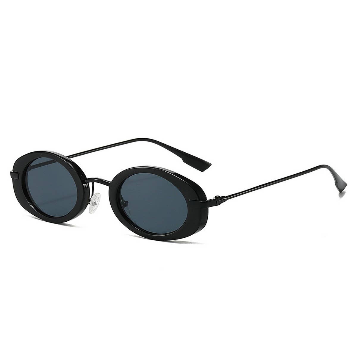 Oval Retro Sunglasses - Black