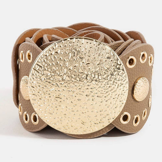 Oval Disc Belt | Gold & Brown