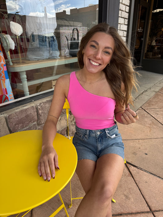Electric Sunset One-Shoulder Tank