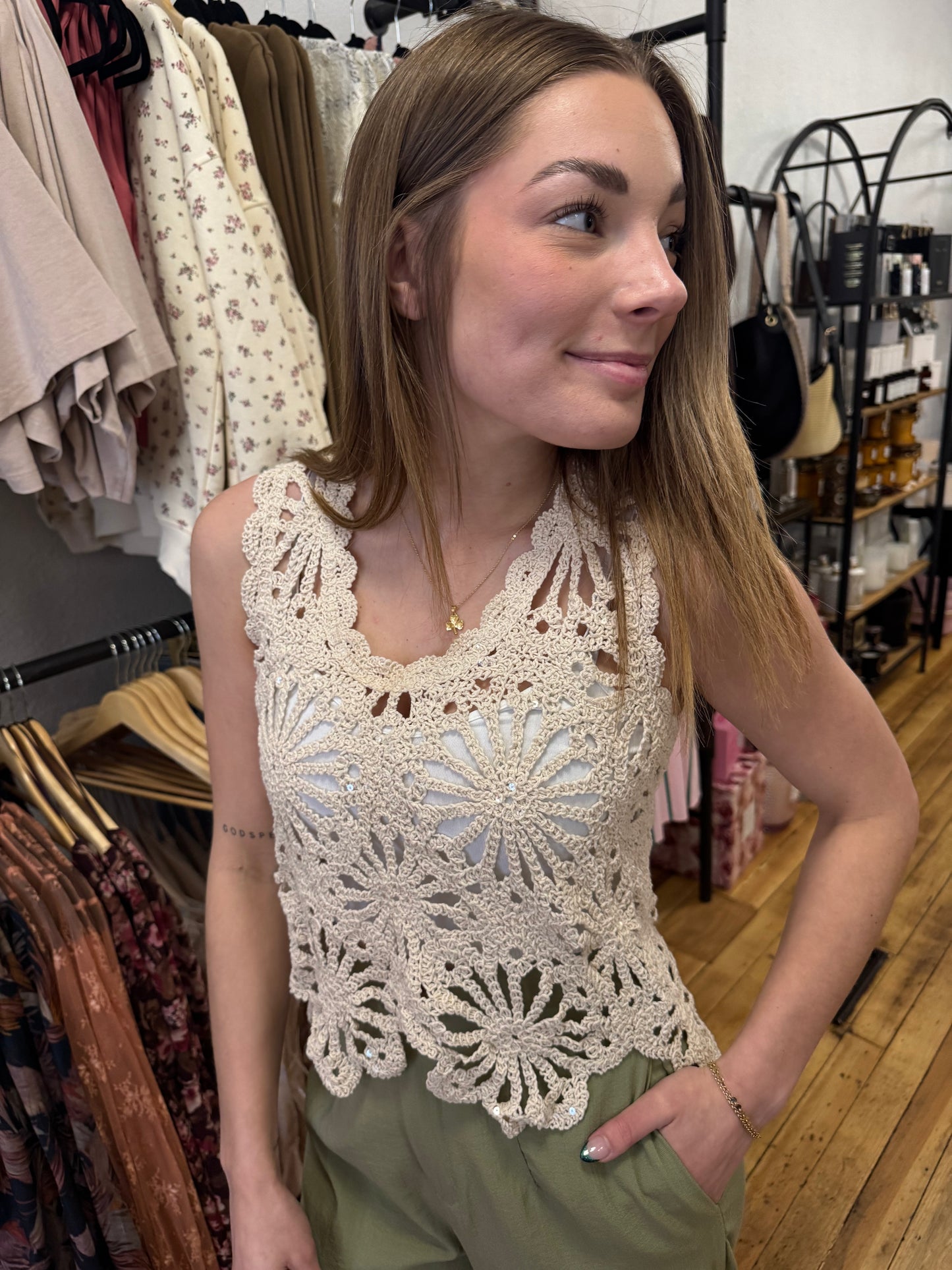 Daisy Bloom Crochet Tank