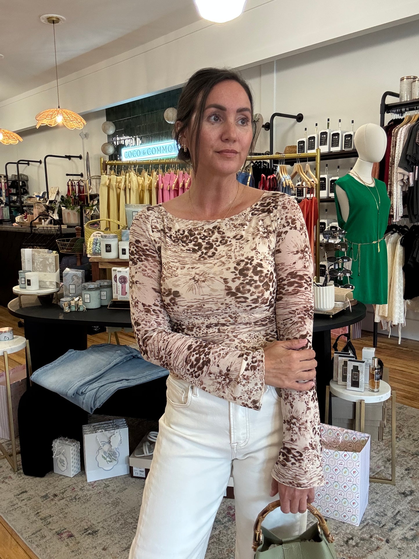 Floral Leopard Long Sleeve Top