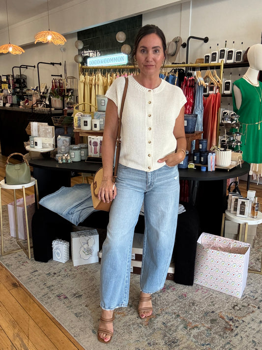Kelly Button Down Vest Ivory