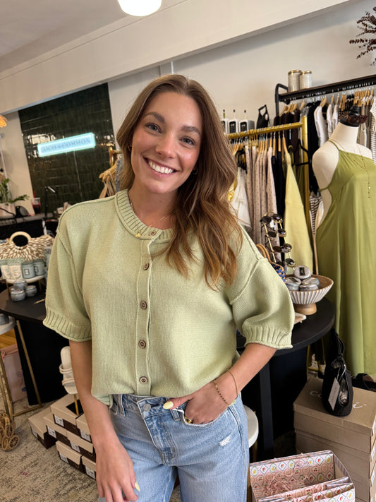 Pistachio Breeze Knit Top