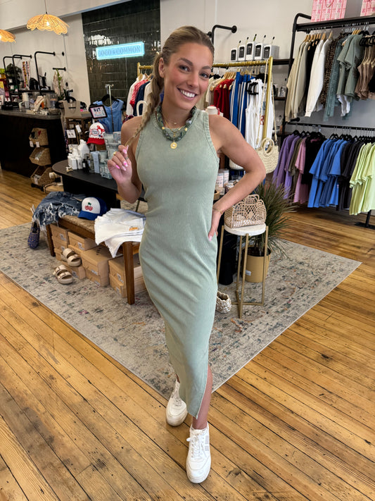 Teagan Tank Dress - Sage