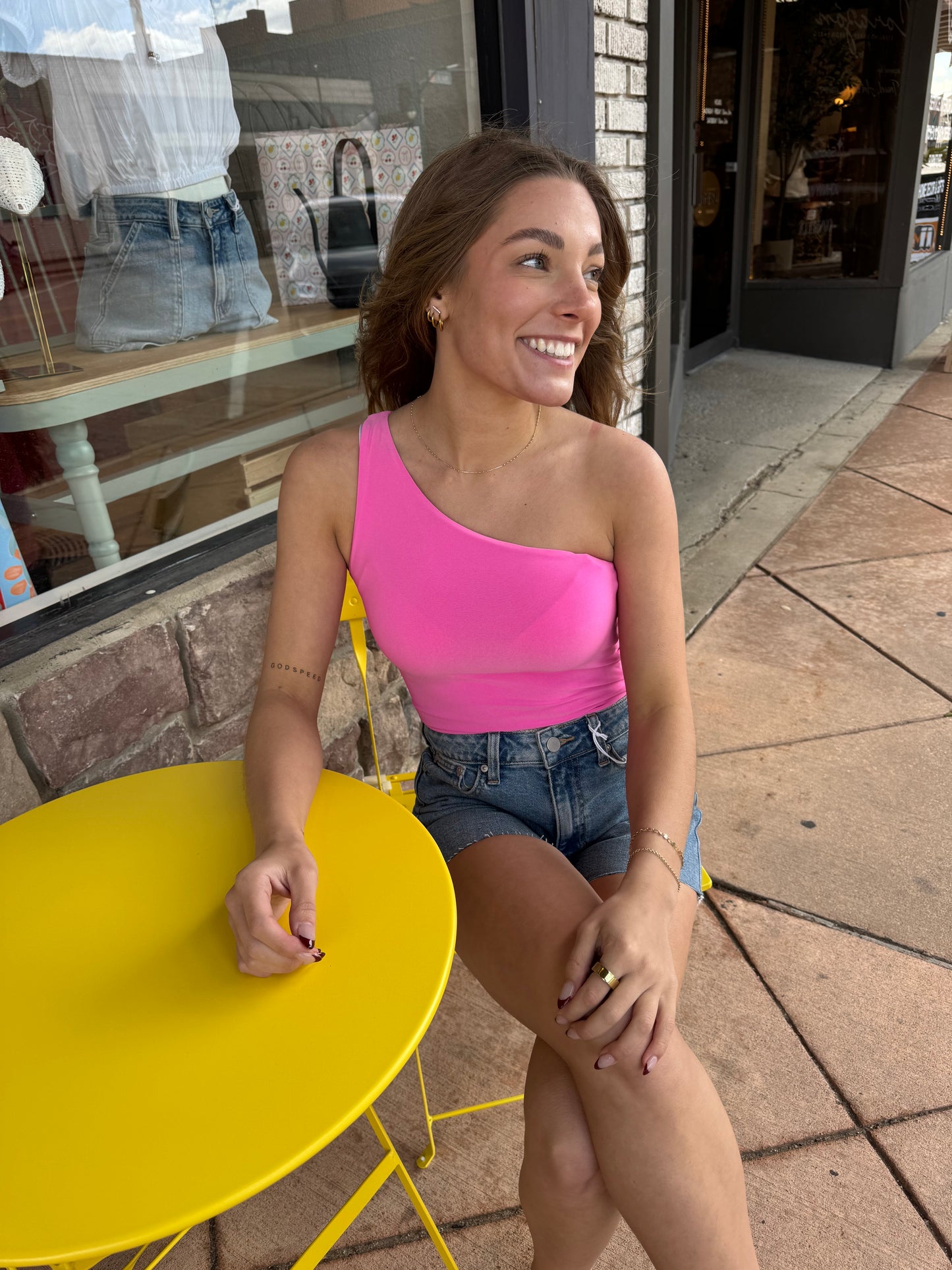 Electric Sunset One-Shoulder Tank