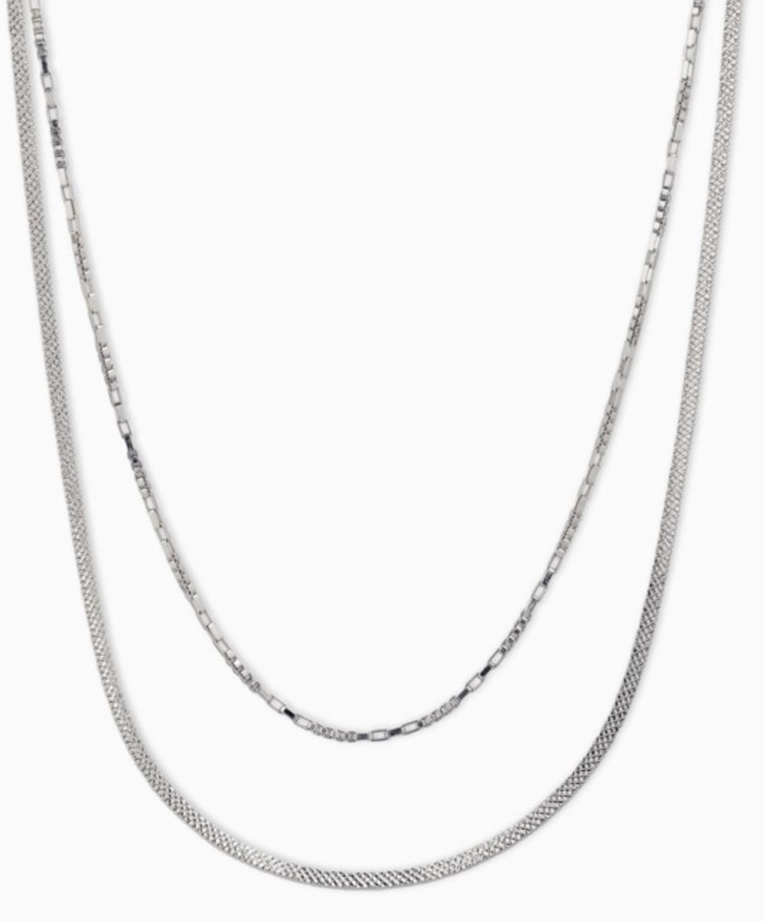 Layered Box Necklace - Silver