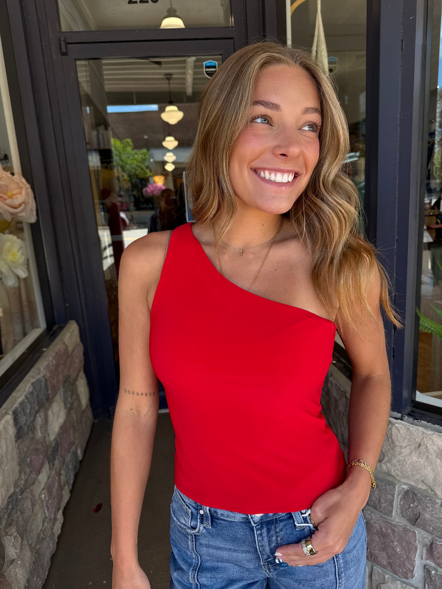 Scarlet Rush One Shoulder Tank