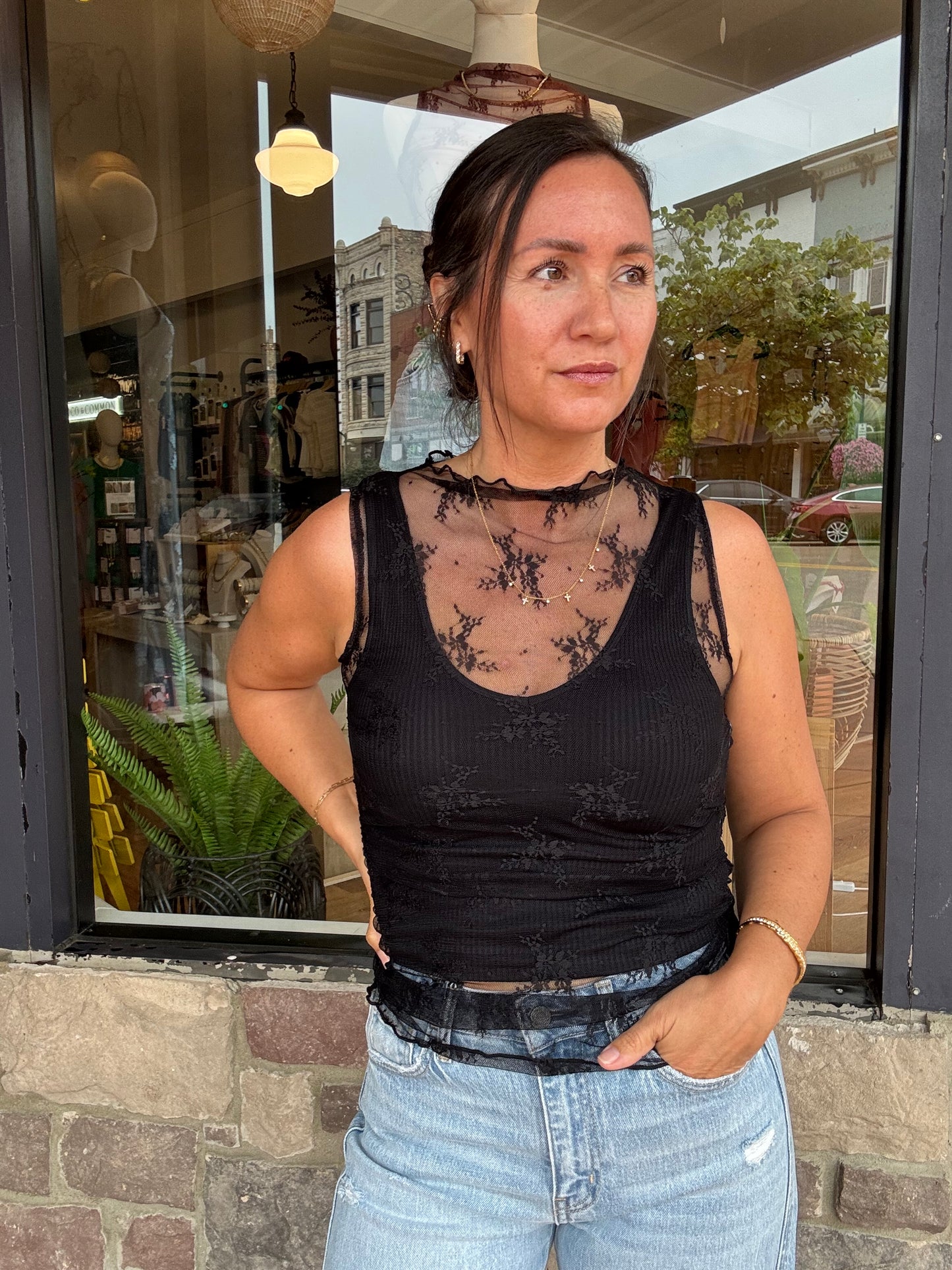 Black Bloom Lace Top