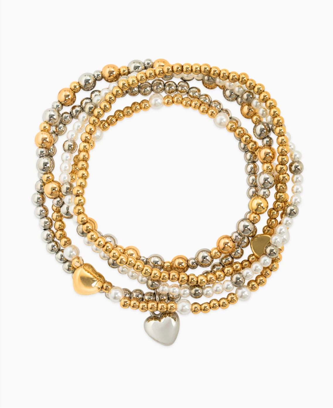 Heart Mixed Beaded Bracelet Set