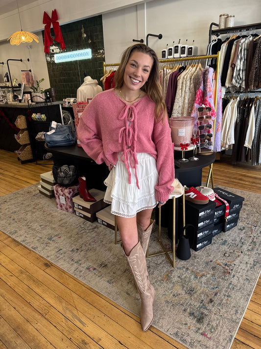The Rosette Tie-Front Sweater
