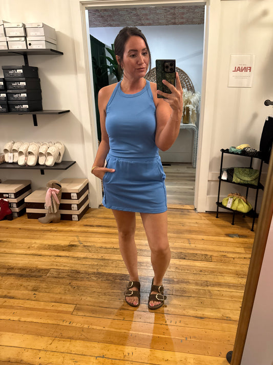 Blue Paisley Tank & Skort Set