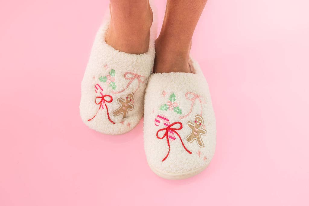 Gingerbread Bow Slippers - Adult