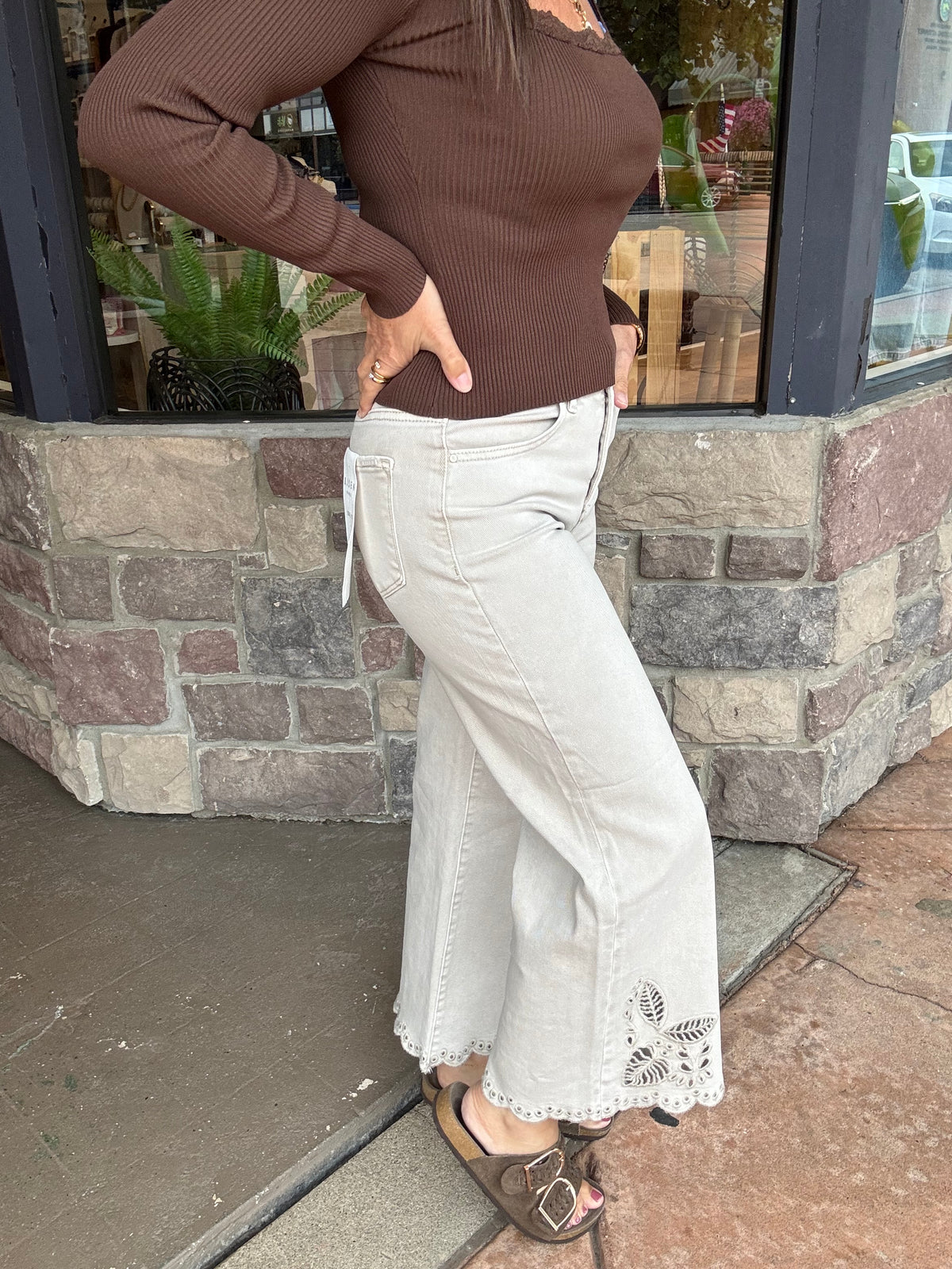 Almond Eyelet Pants