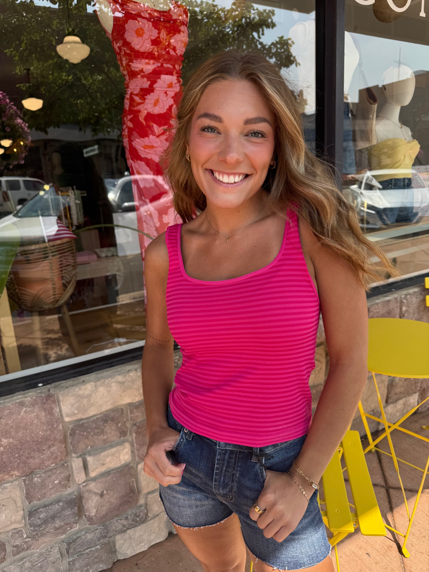 Sunset Pop Ribbed Tank Top