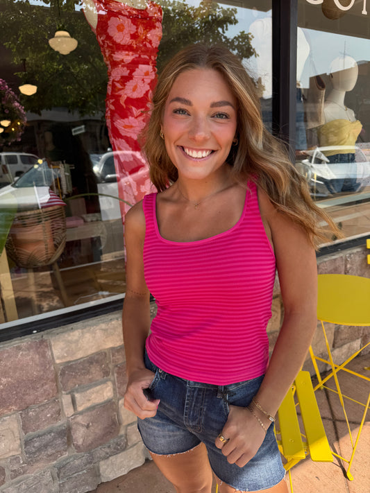 Sunset Pop Ribbed Tank Top