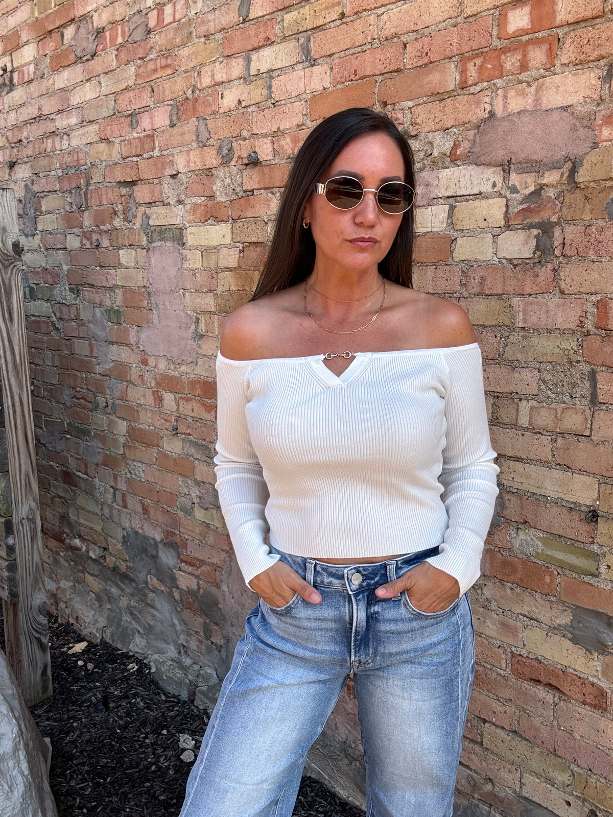 Delaney Horsebit Top - Ivory