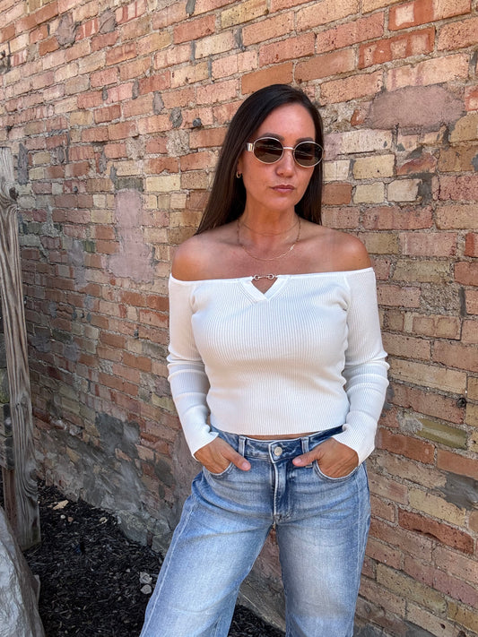 Delaney Horsebit Top - Ivory