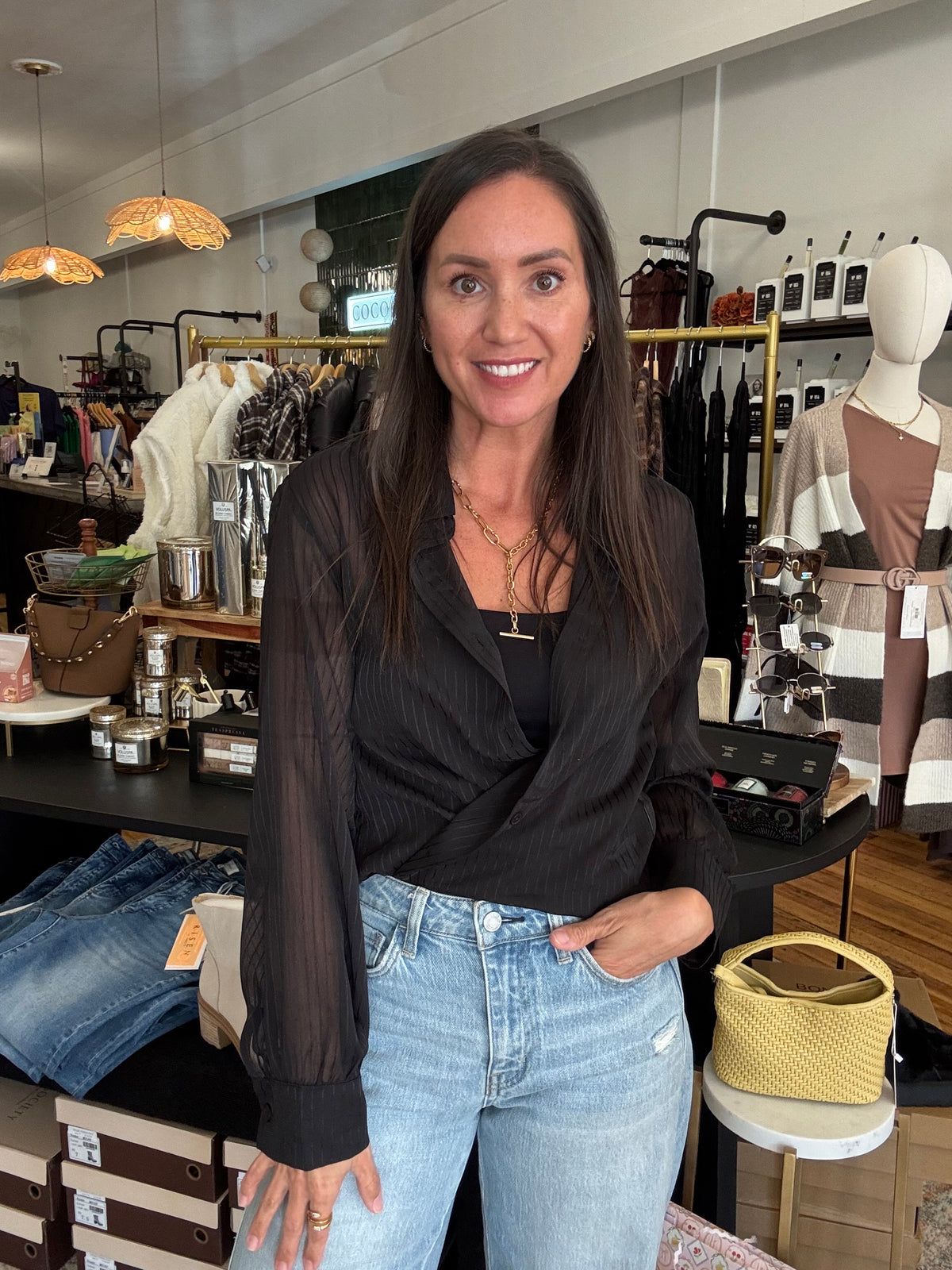 After Hours Sheer Button Down