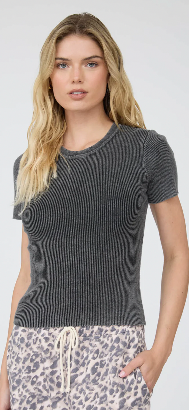 Ash Ribbed Short Sleeve