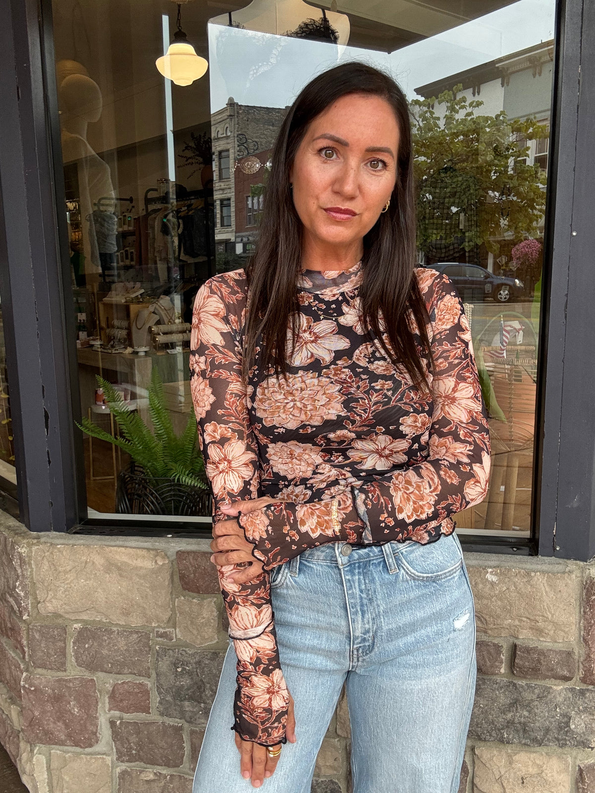 Pressed Petals Mesh Top