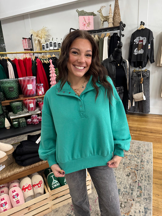 Balloon Sleeve Sweatshirt - Green