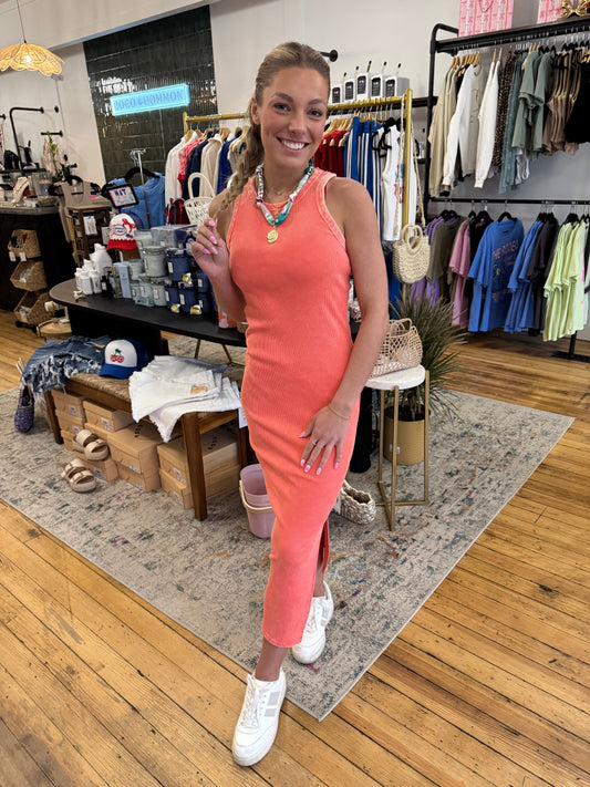 Teagan Tank Dress - Coral