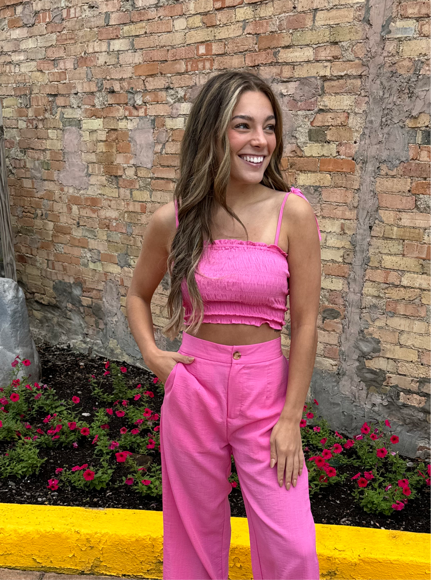 Brunch Date Pink Tie Top