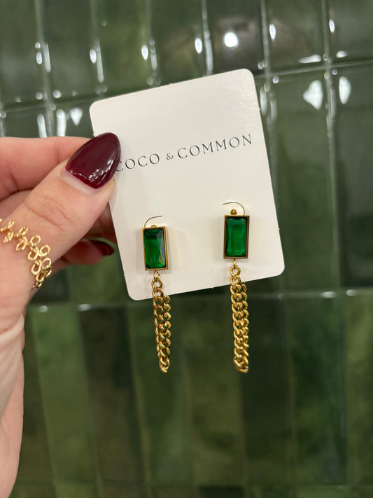 Emerald Chain Earrings