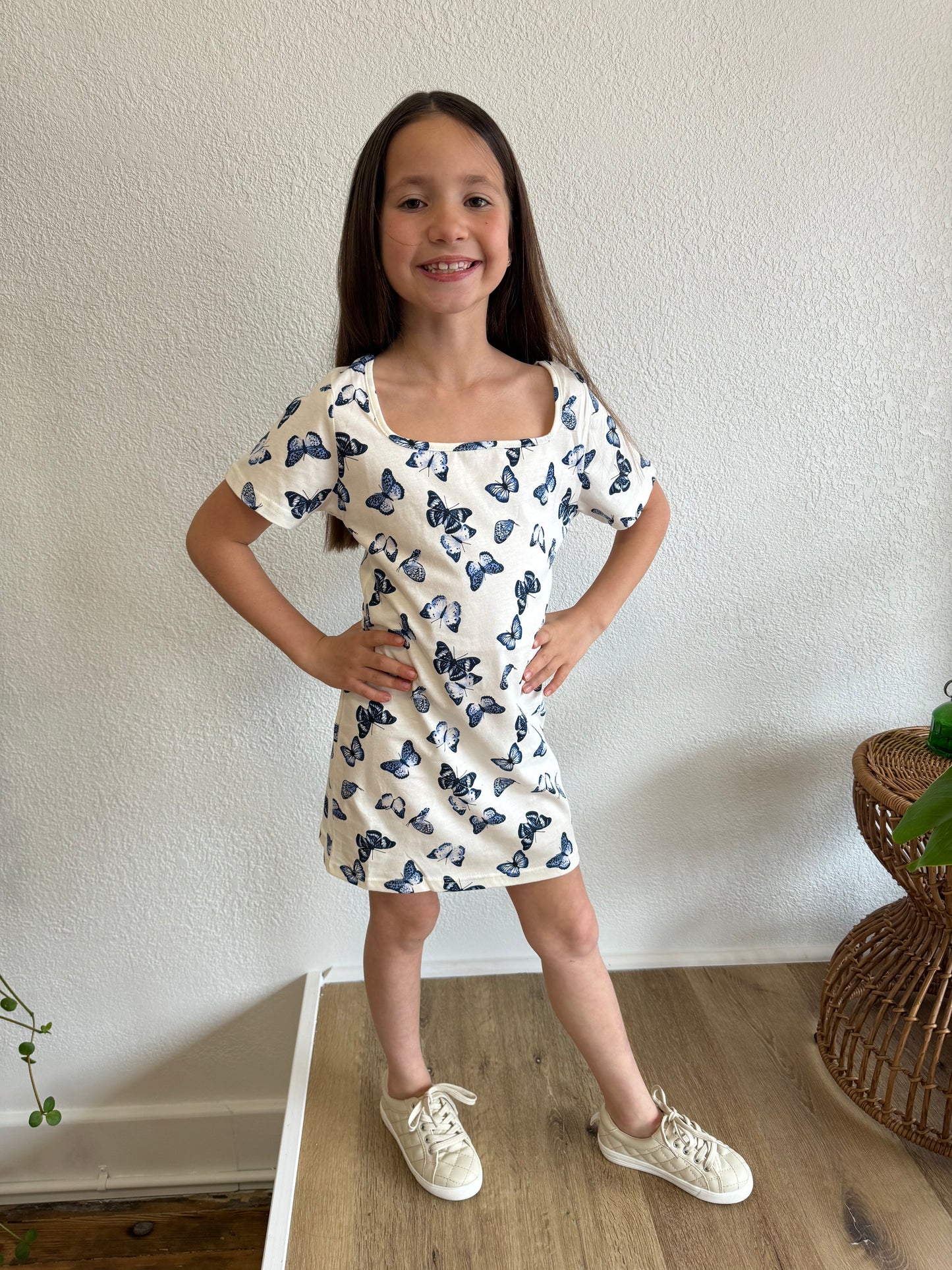 Little Girl's White Butterfly Dress