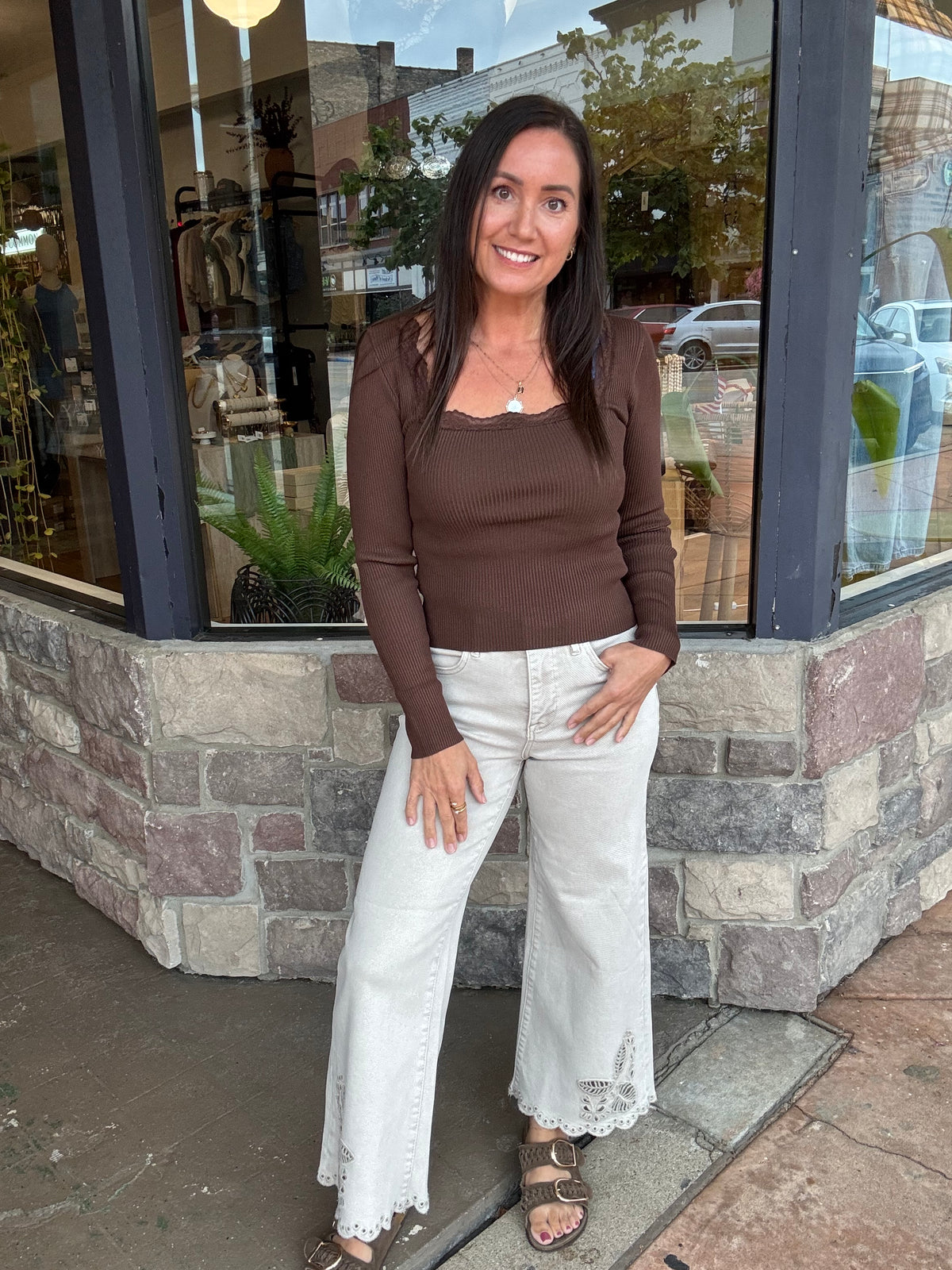 Soft Spoken Square Top - Brown