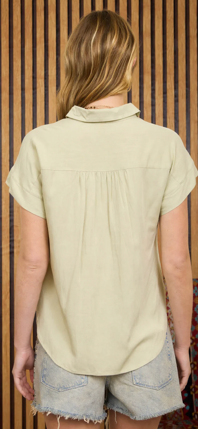 Collared Olive Button Down Top